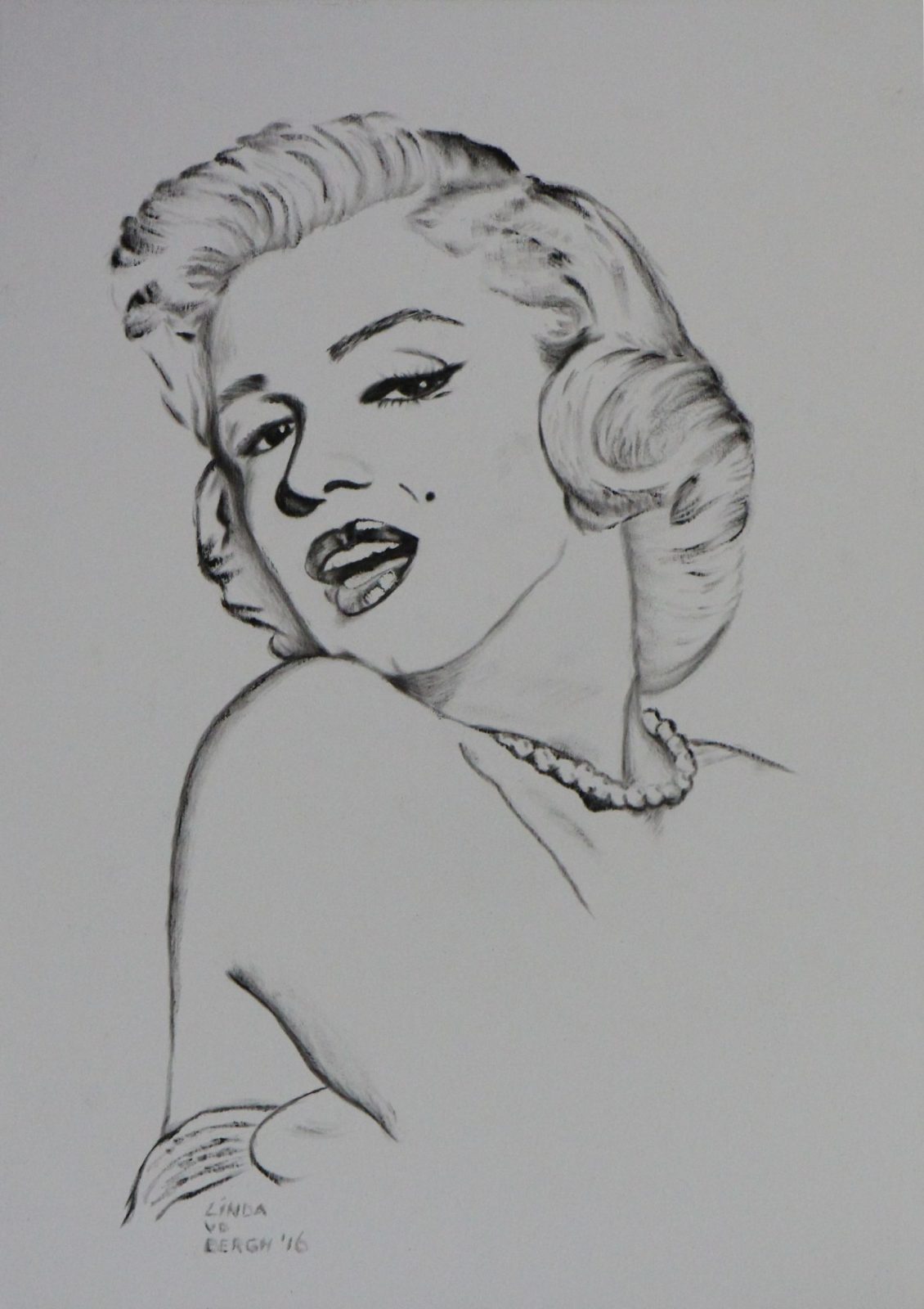 drybrush schilderij van Marilyn Monroe door linda vd bergh