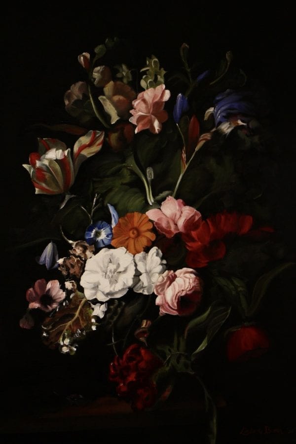 Pagina afbeelding masterclass bloemen schilderen bij Artstudio Linda, klassiek bloemstilleven in olieverf, geschilderd door Linda vd Bergh