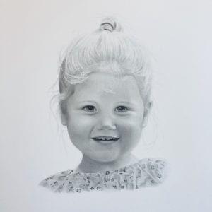 getekend portret kind door Linda van den Bergh
