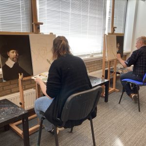 schilderen als Rembrandt, 2-daagse workshop, olieverf schilderen, Artstudio Linda, Amstelveen, weekend uitje, leren schilderen, portret van Rembrandt maken