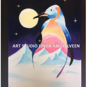 Schilderworkshop Arctic Pinguin Art Studio Linda Amstelveen