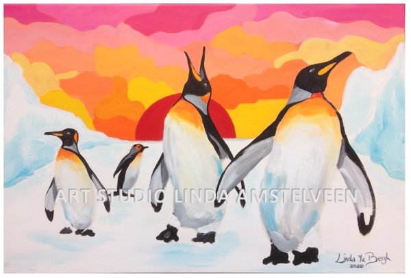 Schilderworkshop Pinguin Pret Art Studio Linda Amstelveen