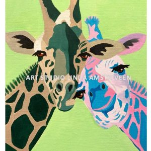 Schilderworkshop Romantische giraffen, Art Studio Linda Amstelveen