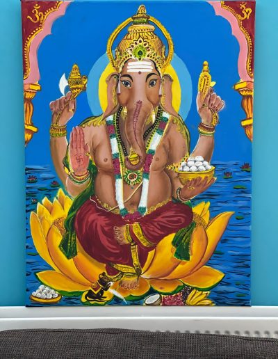 Olieverf schilderij Ganesha geschilderd door Mukul bij Art Studio Linda Amstelveen